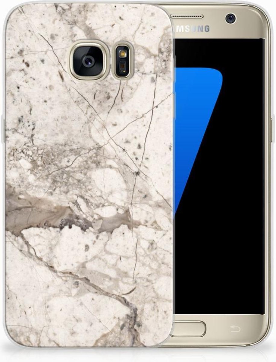 Back Cover voor Samsung Galaxy S7 TPU Siliconen Hoesje Marmer Beige
