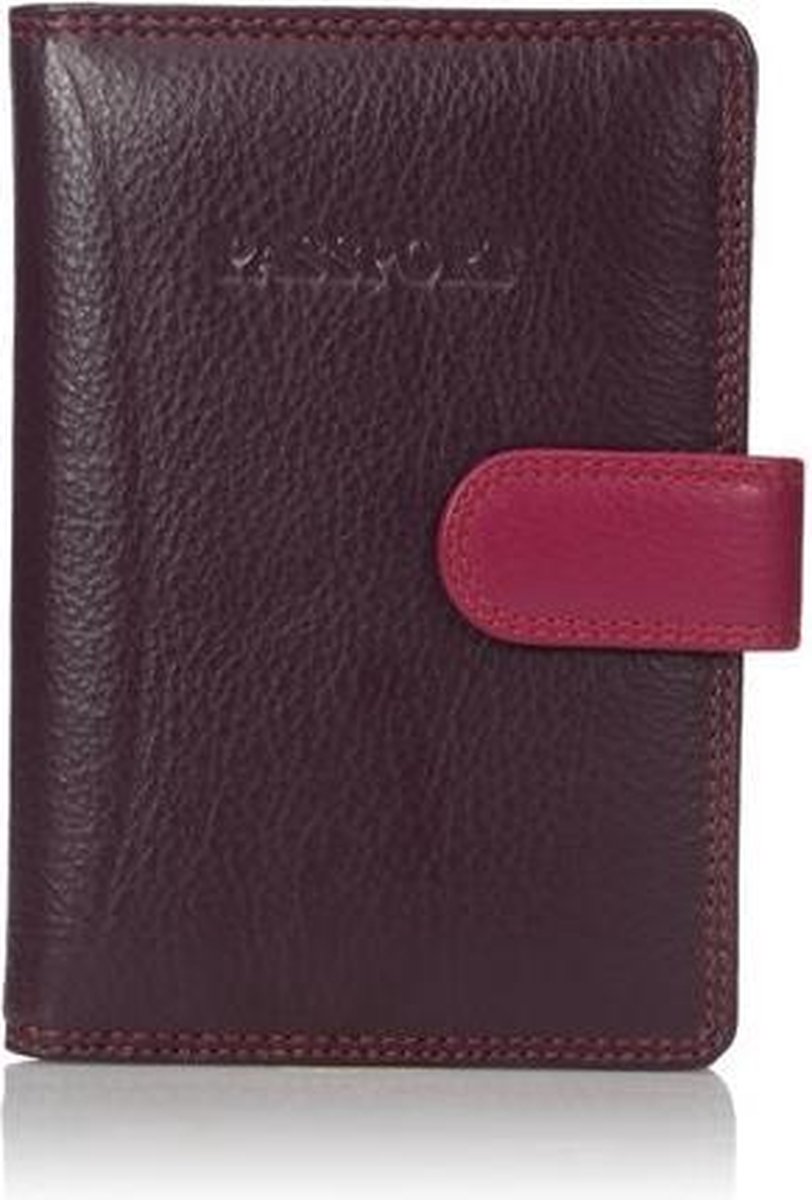 Visconti Paspoort Portemonnee - Paspoorthouder - Leer - RFID - Rainbow Collectie - Pruim-Multi (RB75 PM)