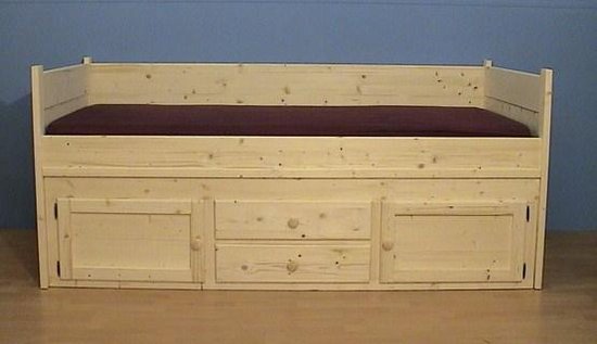houten 1-persoonsbed WOODY met kastjes 90x200cm | bol.com