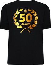 Funny zwart shirt. Gouden Krans T-Shirt - 50 jaar - Maat S