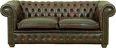 Traditionele 2 1/2 Pieced Delta Chesterfield bank in antiek bruin rundleder