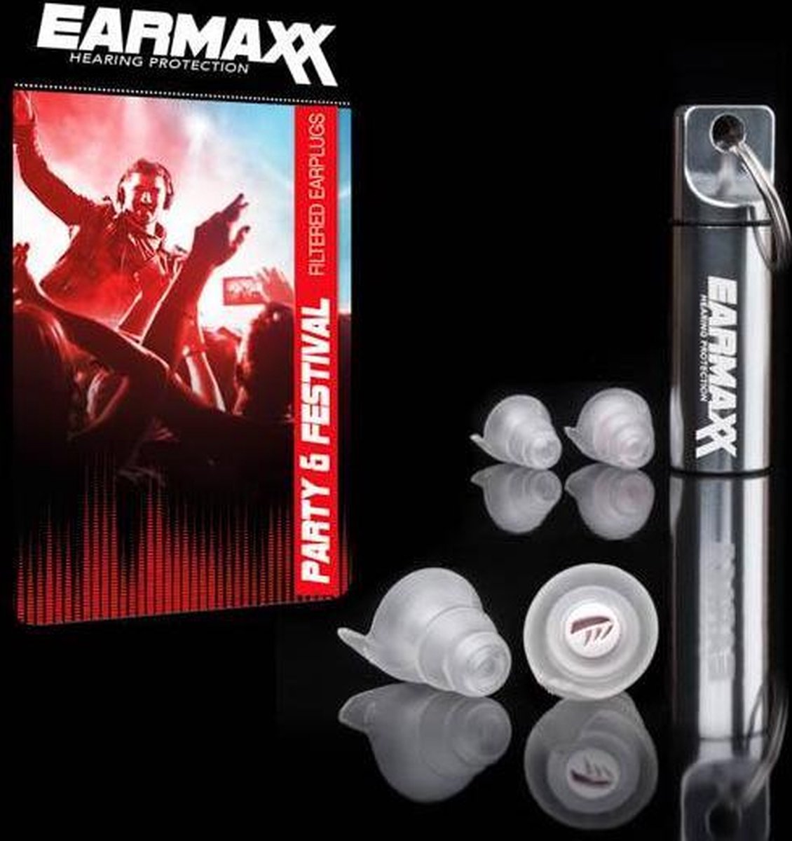 Earmaxx Hearing Protection- Party & Festival-incl. 4 oorplugs, 2x medium en 2x large-Partyplug-Oordoppen-gehoorbescherming-Muziek-Feesten-Clubbing-Zacht Materiaal-Oordopjes-Gehoorschade - EARMAXX