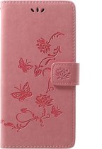 Bloemen & Vlinders Book Case - Geschikt voor Samsung Galaxy A70 Hoesje - Pink