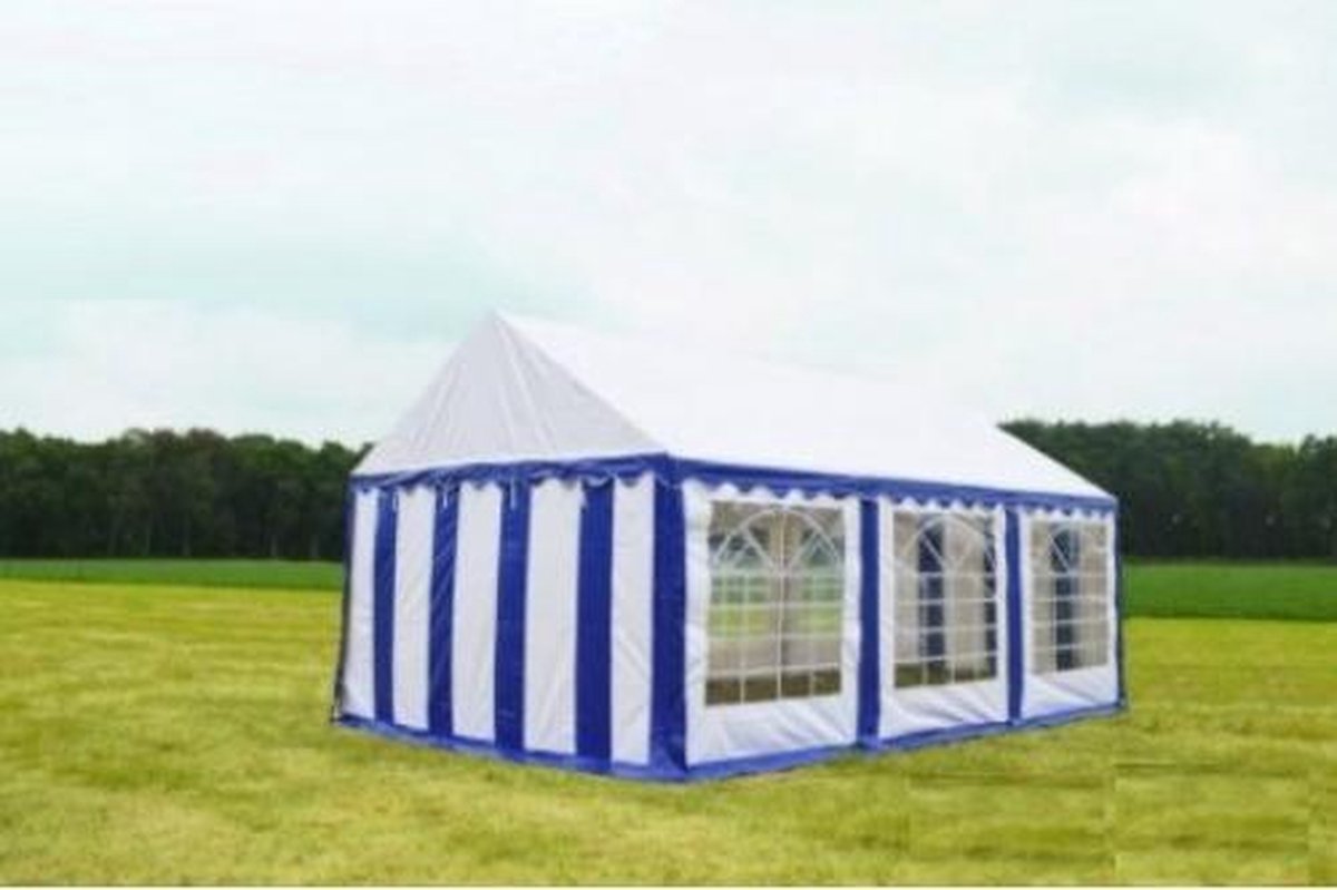 Premium Partytent PVC 6x12x2 mtr in Wit-Blauw