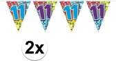 2x  Mini vlaggenlijn / slinger - verjaardag 11 jaar - 300 cm