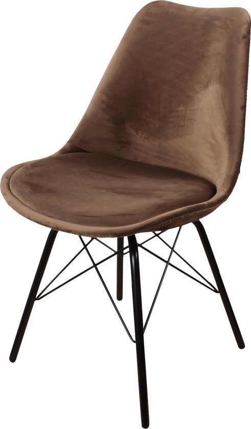 DS4U® velvet eetkamerstoel donkerbruin - velours stoel donkerbruin | bol.com