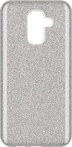Samsung Galaxy A6 Plus Hoesje - Glitter Back Cover - Zilver