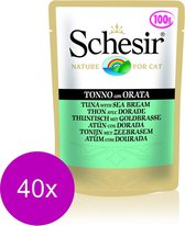 Schesir Kat Pouch Adult Gelei 100 g - Kattenvoer - 40 x Tonijn&Zeebrasem