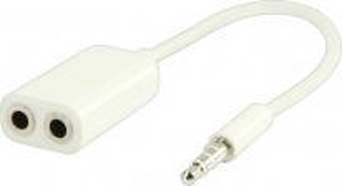Koptelefoon - hoofdtelefoon splitter van 1x 3.5mm naar 3.5mm wit