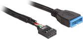 DeLOCK kabeladapters/verloopstukjes Cable USB 2.0 pin header female > USB 3.0 pin header male, 60 cm