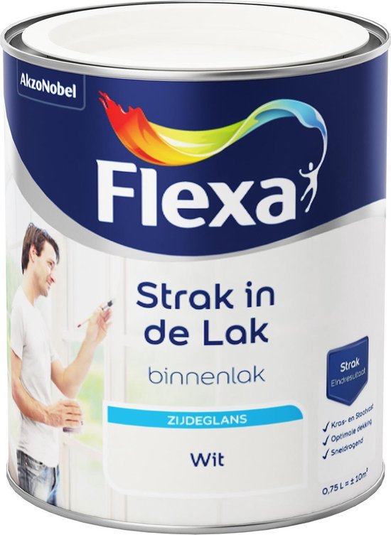Flexa Strak in de Lak Watergedragen - Zijdeglans Wit - 750 ml | bol.com