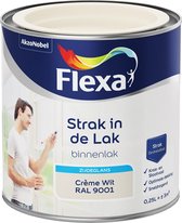 Flexa Strak in de Lak - Watergedragen - Zijdeglans - crème wit RAL 9001 - 0,25 liter