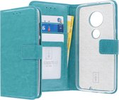 Motorola Moto G7 Plus Bookcase hoesje - CaseBoutique - Effen Turquoise - Kunstleer