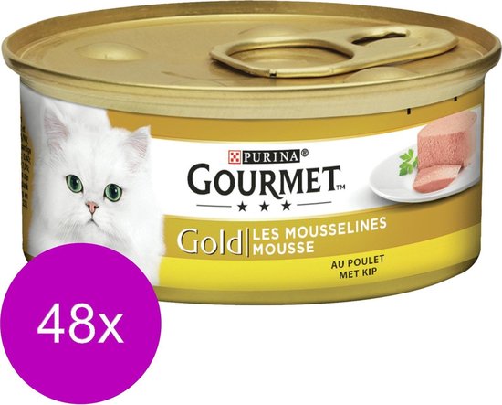 speelgoed strijd halsband Gourmet Gold Mousse 85 g - Kattenvoer - 48 x Kip | bol.com
