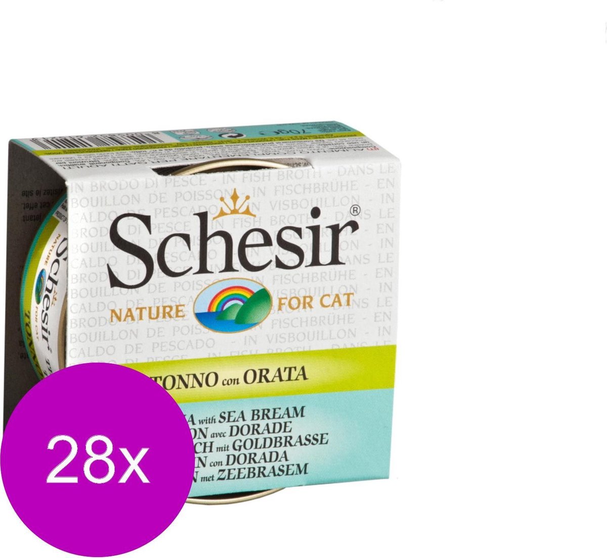 Schesir Schesir Kat Bouillon Tonijn/Dorade Blik - Kattenvoer - 28 x 70 g