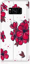 Geschikt voor Samsung S8 Standcase Hoesje Design Blossom Red