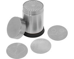 Westmark Decoratie- en cacaostrooier, met 4 decoratiesjablonen, volume: 250 ml, ø 7,5 cm, roestvrij staal, 62842260