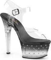Pleaser Sandaal met enkelband, Paaldans schoenen -36 Shoes- ASPIRE-608STD Paaldans schoenen Zwart/Wit