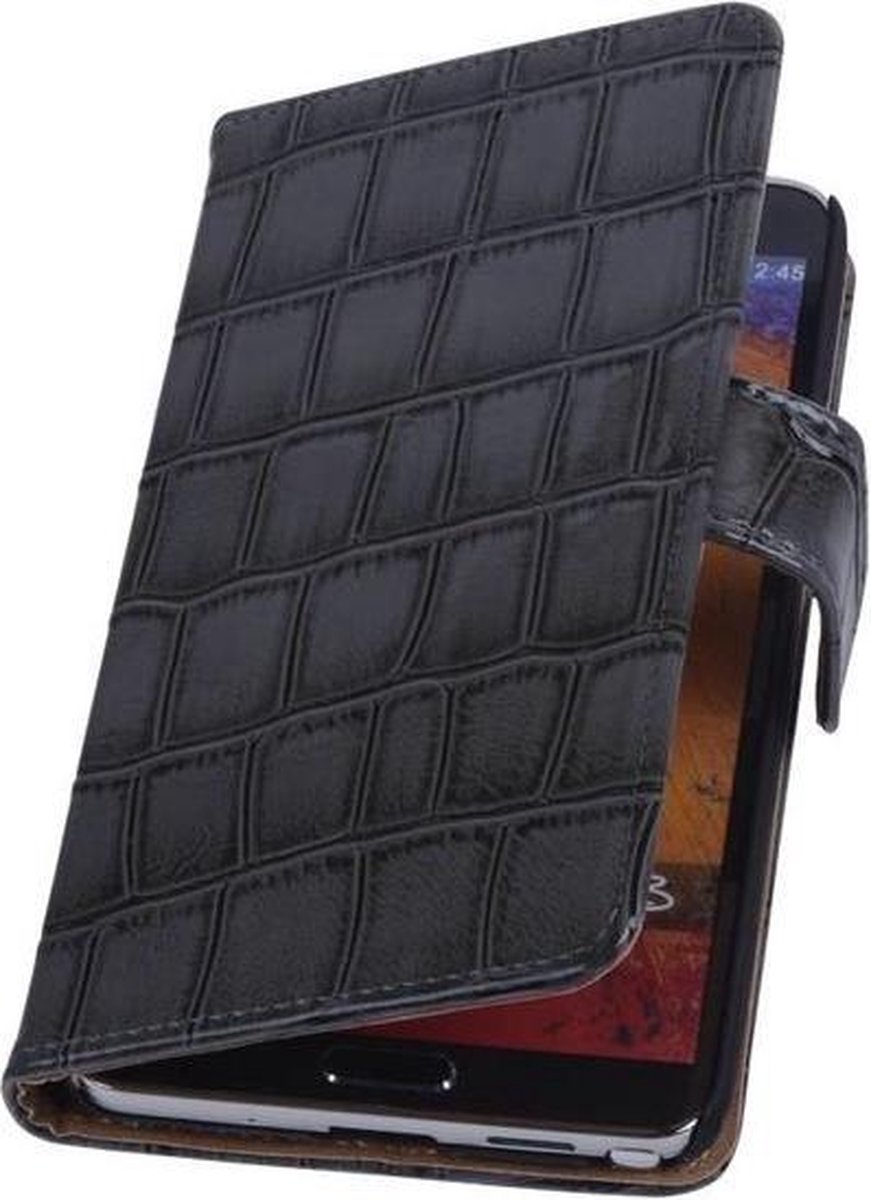 Samsung Galaxy Note 3 Neo - Croco Grijs Booktype Wallet Hoesje