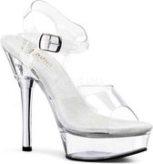 Pleaser Sandaal met enkelband -40 Shoes- ALLURE-608 US 10 Transparant/Zilverkleurig
