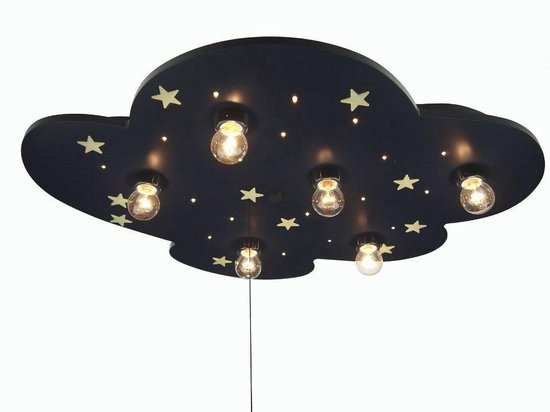 Niermann Plafondlamp wolk XXL met fluoriserende sterren - Plafondlamp - 6  lichts -... | bol.com
