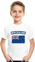 T-shirt met Nieuw Zeelandse vlag wit kinderen 110/116
