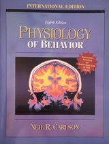 Boek 'Physiology of Behavior', achtste editie, met een afbeelding van een gekleurde scan van een menselijk brein.