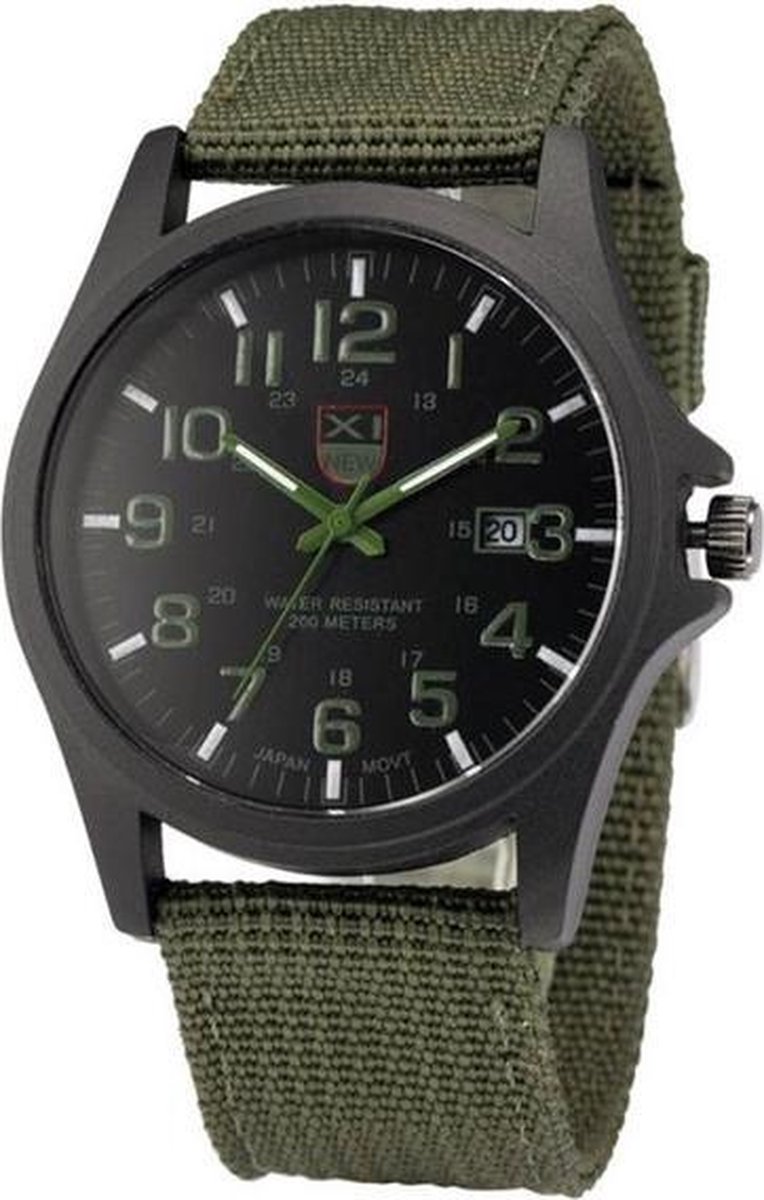 New Military Horloge Groen - Zwart | Nylon | Ø 40 mm