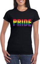 Pride regenboog tekst shirt zwart dames 2XL