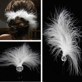 Hairpin - Feather White - 2 Stuks| Haarpin - Haarsieraad - Haarversiering - Haaraccessoire | Bruid - Bruidsmeid - Bruidsmeisje - Bruidskapsel | Feest - Gelegenheid - Bruiloft - Ker