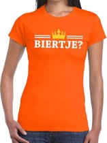 Oranje Biertje en kroon shirt dames - Oranje Koningsdag kleding XS