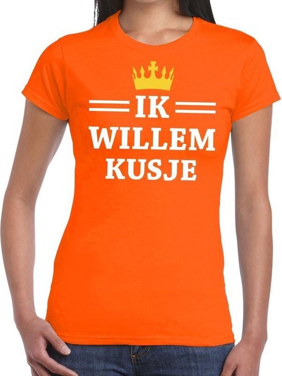 Oranje Ik Willem kusje t-shirt dames S