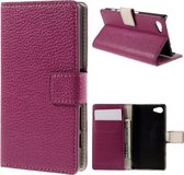 Lederlook Litchi wallet hoesje Sony Xperia Z5 Compact roze