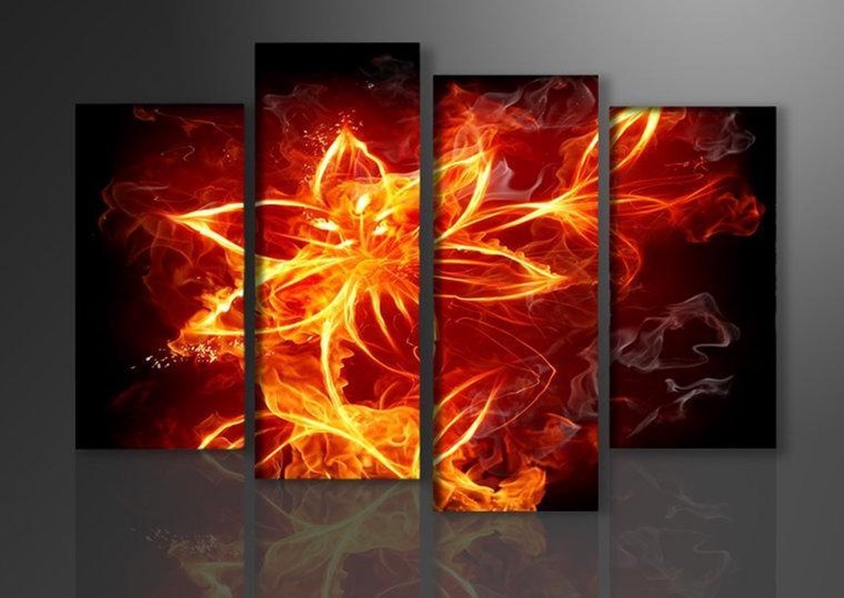 Vuur - Canvas Schilderij Vierluik 130 x 80 cm