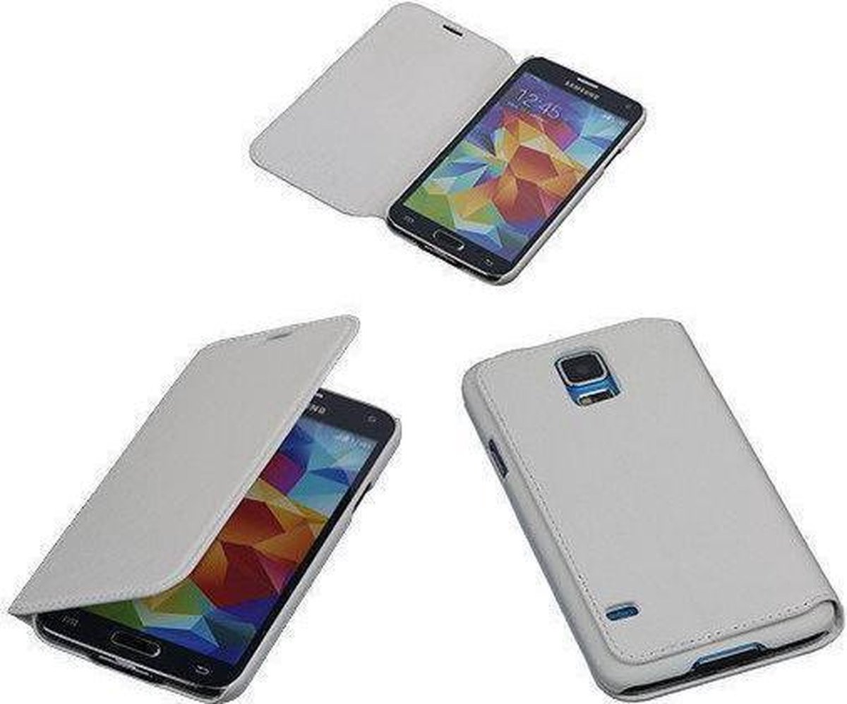 Bestcases Wit Map Case Book Cover Hoesje Samsung Galaxy S5