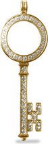 Silventi 982401146 - Stalen muntenhouder - sleutel met kristal - voor 20mm munt - goudkleurig