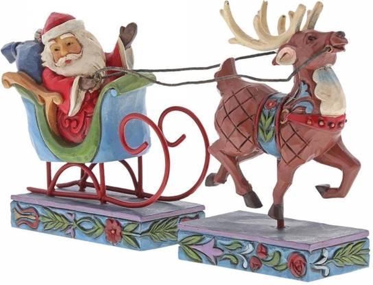 Jim Shore: Kerstman In Arreslee Met Rendier (Set Van 2) Beelden & Figuren | Bol.Com