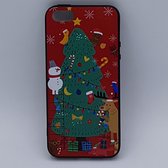 Geschikt voor iPhone 5, 5s, SE – hoes, cover – TPU – kerst – kerstboom tafereel – rood