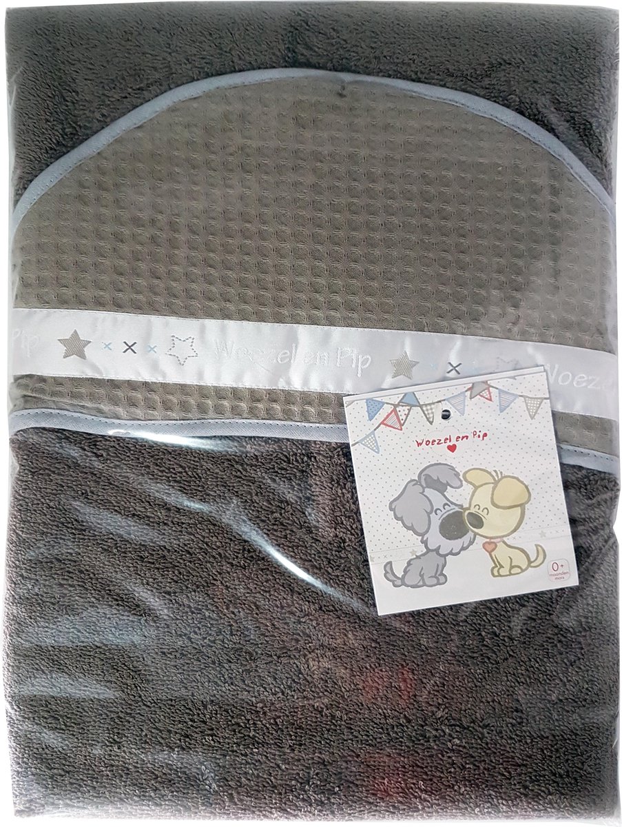 ANEL - badcape - Woezel en Pip - met wafel patroon - Bruin