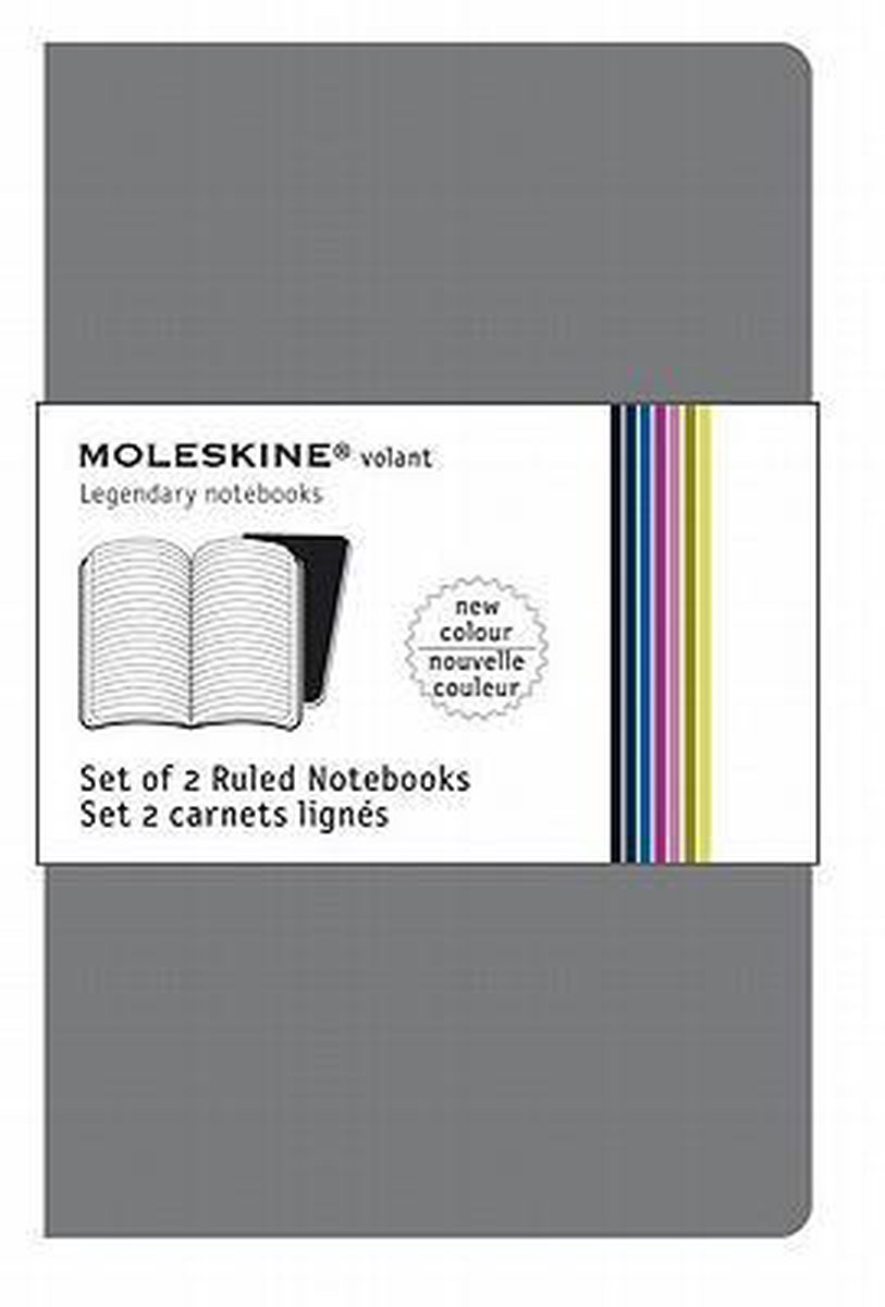 Moleskine Set of 2 Volant Notebooks Ruled Grey Large