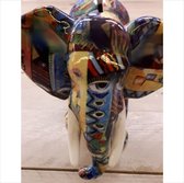 Spaarpot olifant 22cm breed in donkere lichte kleuren