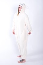 KIMU Onesie schaap pak kind lammetje - maat 128-134 - schapenpak jumpsuit pyjama