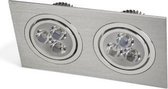 Dubbele LED Inbouwspot 2x 9W Rechthoekige - Zilver Dimbaar - Kleur: Warm Wit