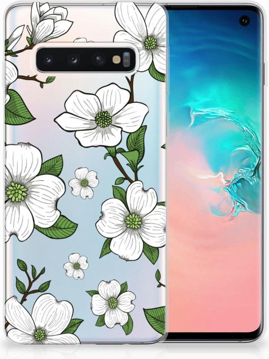 Back Cover voor Samsung Galaxy S10 TPU Case Dogwood Flowers