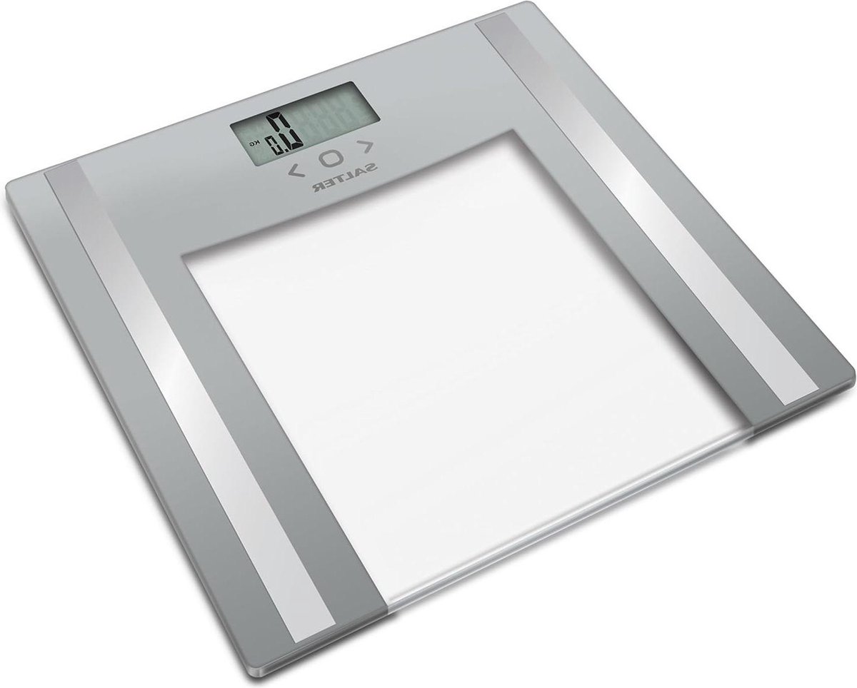 Badkamerweegschaal met glasanalyse - Maximale capaciteit 150 kg - Meet lichaamsvet-water-spier-botmassa - BMI-geheugen voor 8 gebruikers - Sportmodus - Af te lezen display - Zilver