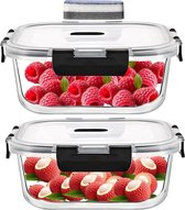 HUSANMP Ronde glazen ovenschaal, ovenschaal met deksel, glazen deksel voor oven, vriezer en vaatwasser (1 l