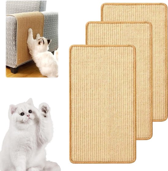 Krabmat voor katten, 3 stuks, 50 x 25 cm, sisal tapijt, katten