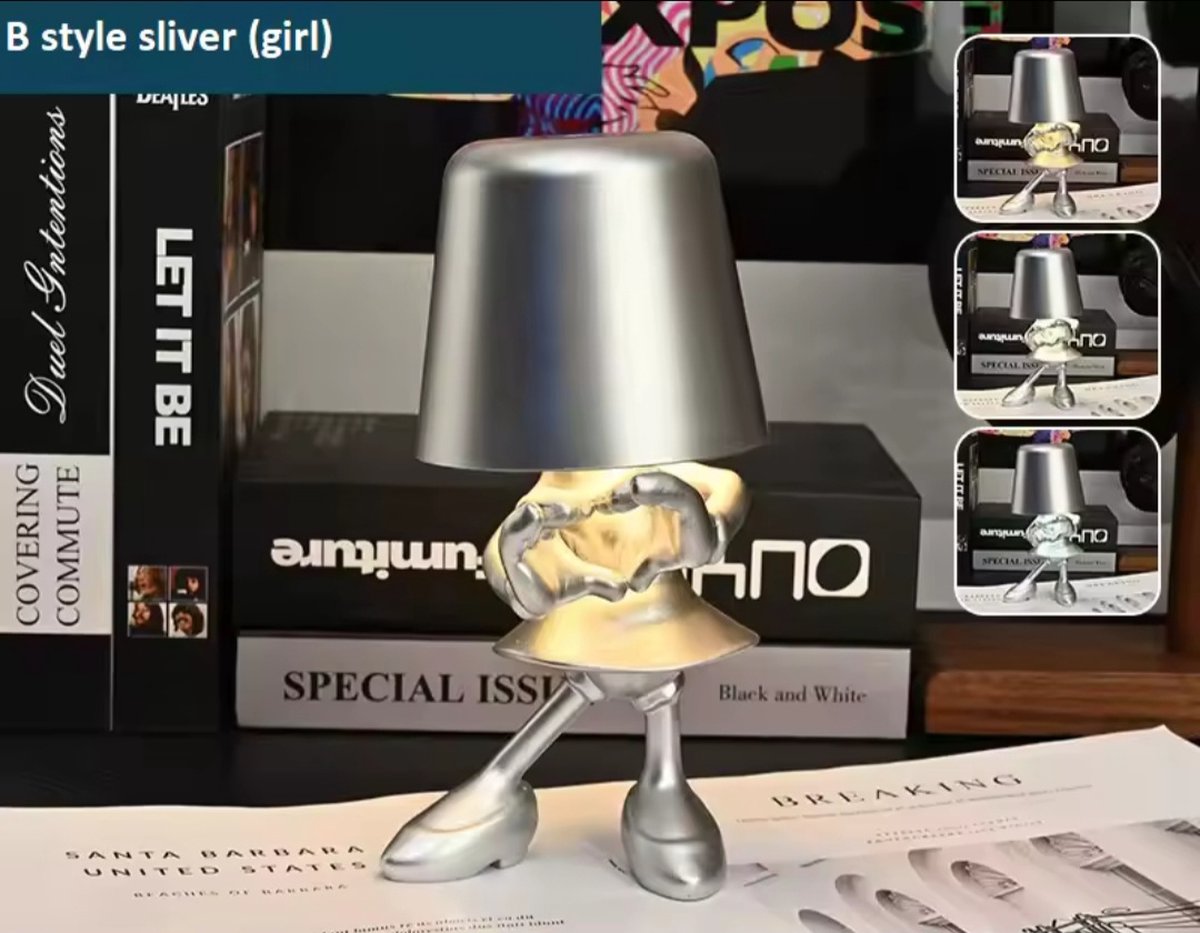 SUMOH® Minnieland Tafellamp Oplaadbaar Zilver - Touch Nachtlamp Draadloos en dimbaar - touch Tafellamp