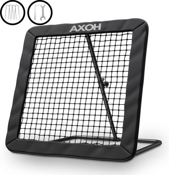 Verstelbare Rebounder XL- 100x100cm - Kickback - Tchouck - Inclusief Grondankers - Voetbal Bouncer - Voetbal Trainingsmateriaal - Zwart