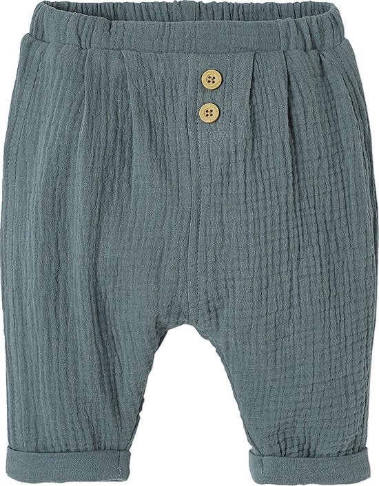 Broek in harem-model van hydrofiel katoen baby jongen blauw